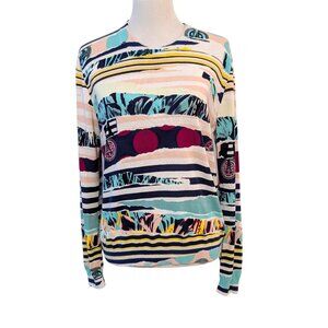 Kenzo Paris Womens Size XL Colorful Abstract Pullover L/S Lightweight Sweater